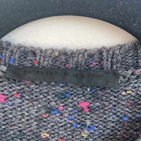 Jenni Kayne Grey Cable Knit Alpaca wool blend speckled crewneck sweater XS - Picture 3 of 5